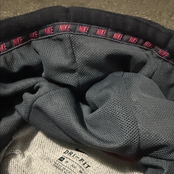 Nike Women's Pro Dri-FIT Cropped Graphic Hoodie in navy with pink accents. {XS} - Picture 9 of 14